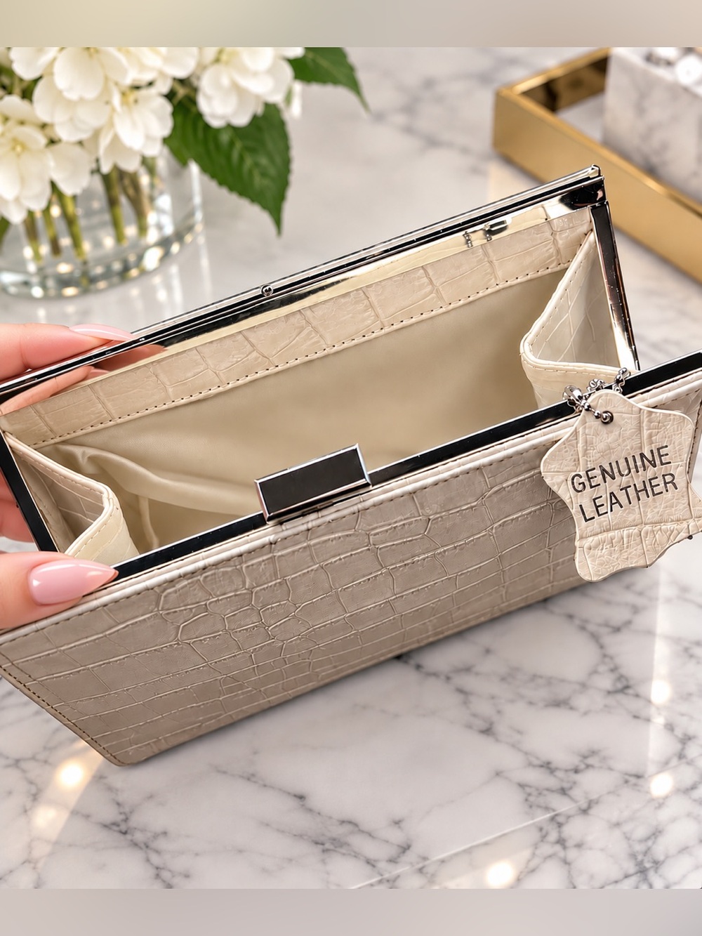 Giani Bernini genuine-leather croc-embossed clutch: